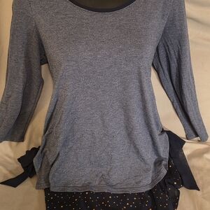 LC Lauren Conrad Navy Heather Top with Side Ties